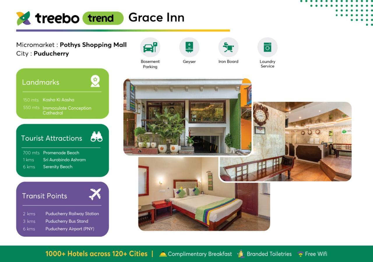 Treebo Grace Inn, 3 Min Walk From Promenade Beach Pondicherry Ngoại thất bức ảnh